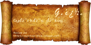 Györkös Ákos névjegykártya